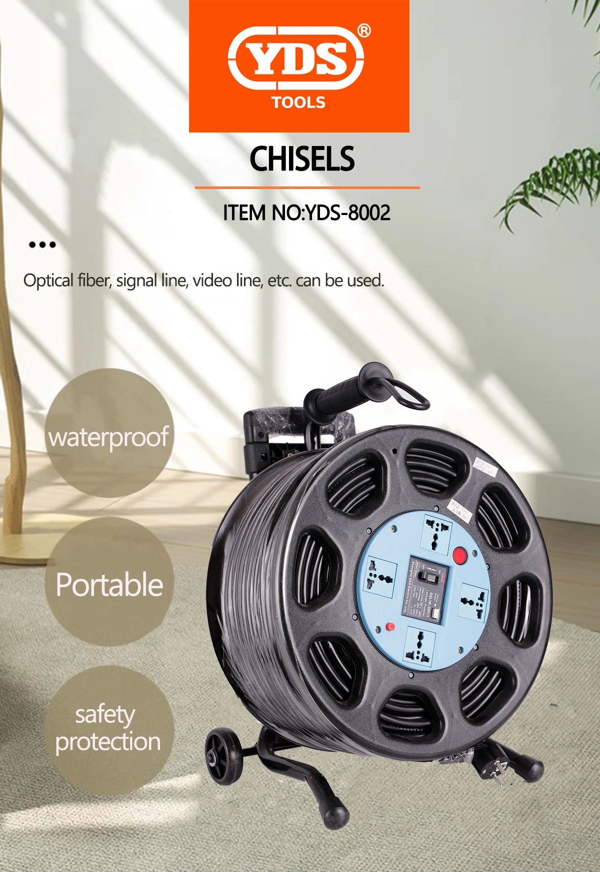 Heavy-Duty Extension Cord Reel (100% Oxygen-Free Copper Wire)