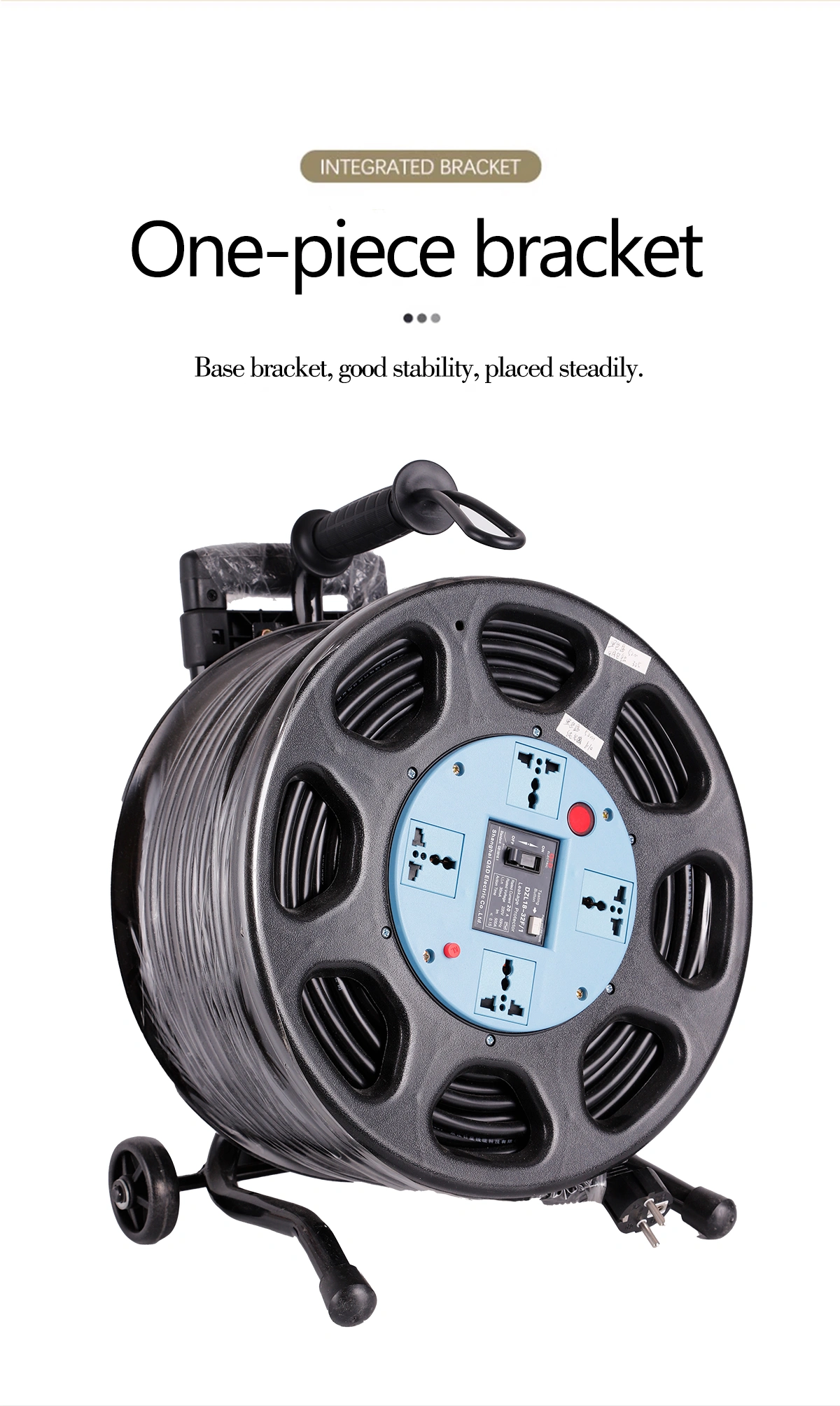 Heavy-Duty Extension Cord Reel (100% Oxygen-Free Copper Wire)