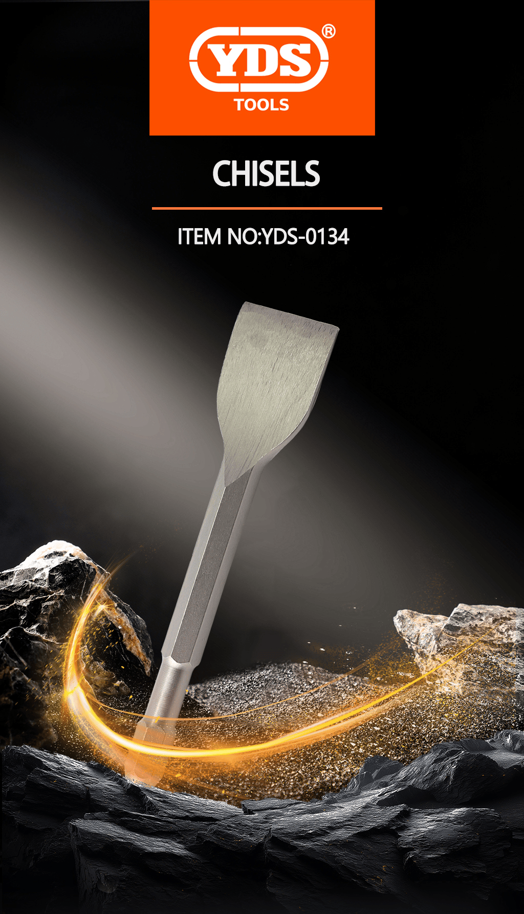 Long hexagonal flat chisel