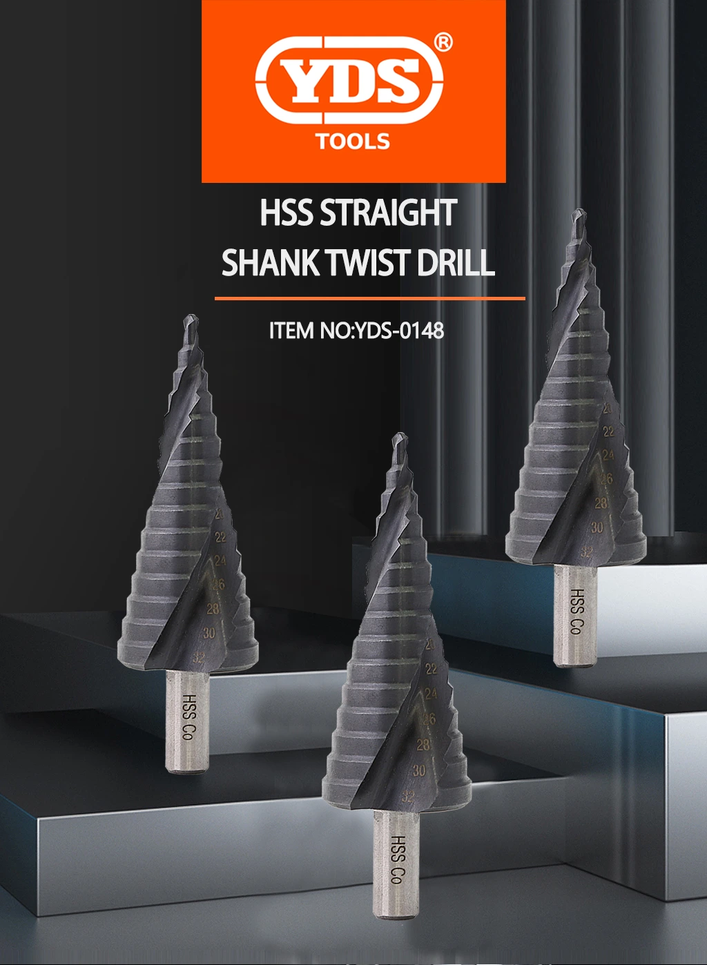 Triangular shank step drill spiral groove