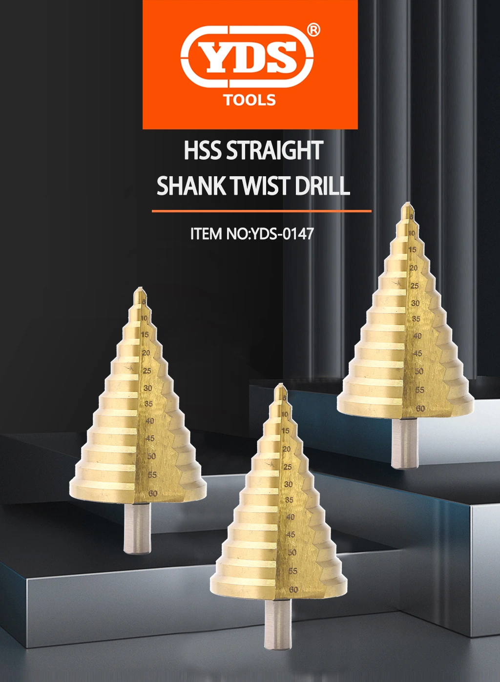 Triangular handle step drill bit Straight groove