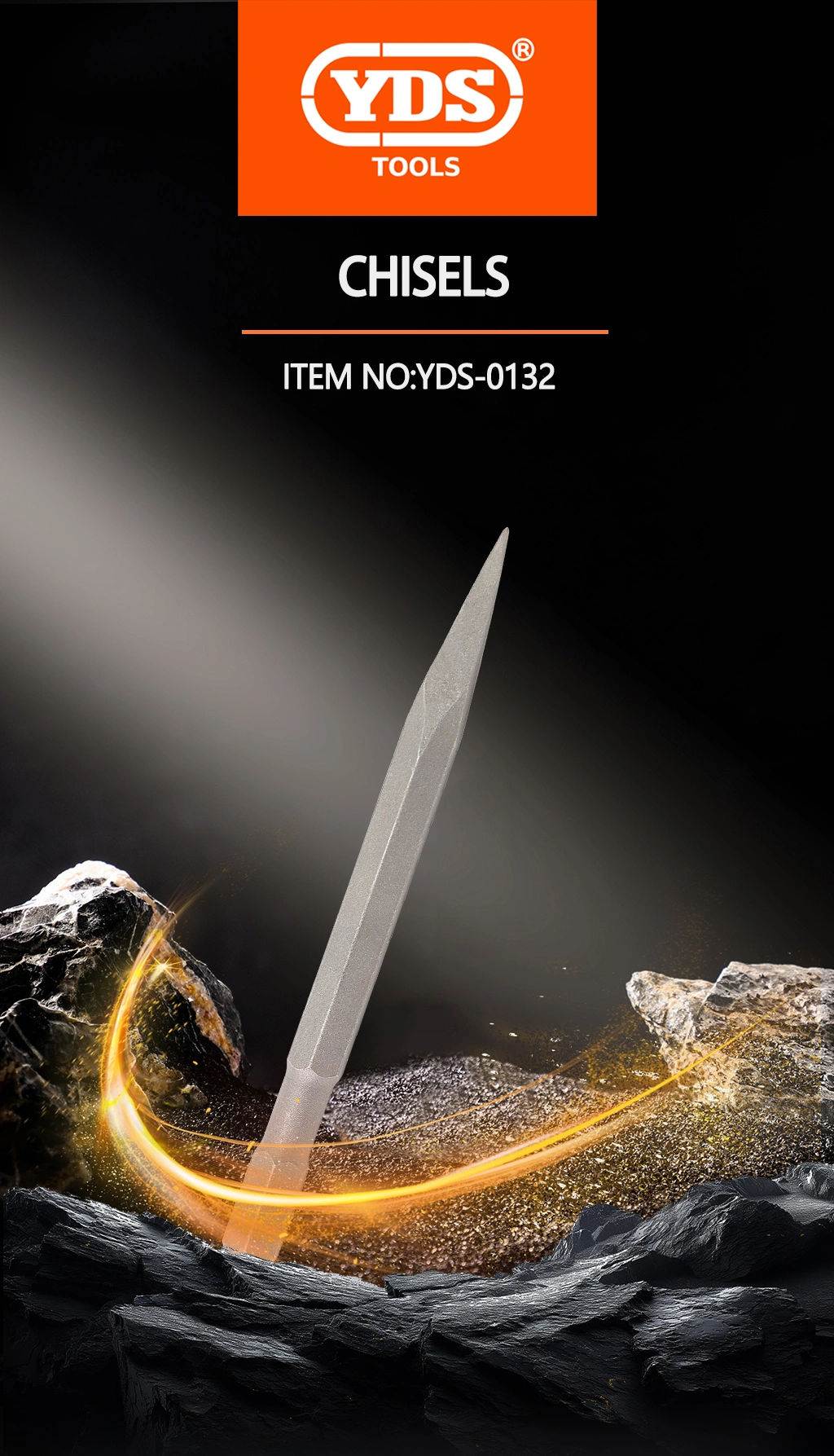 Long hexagonal tip chisel