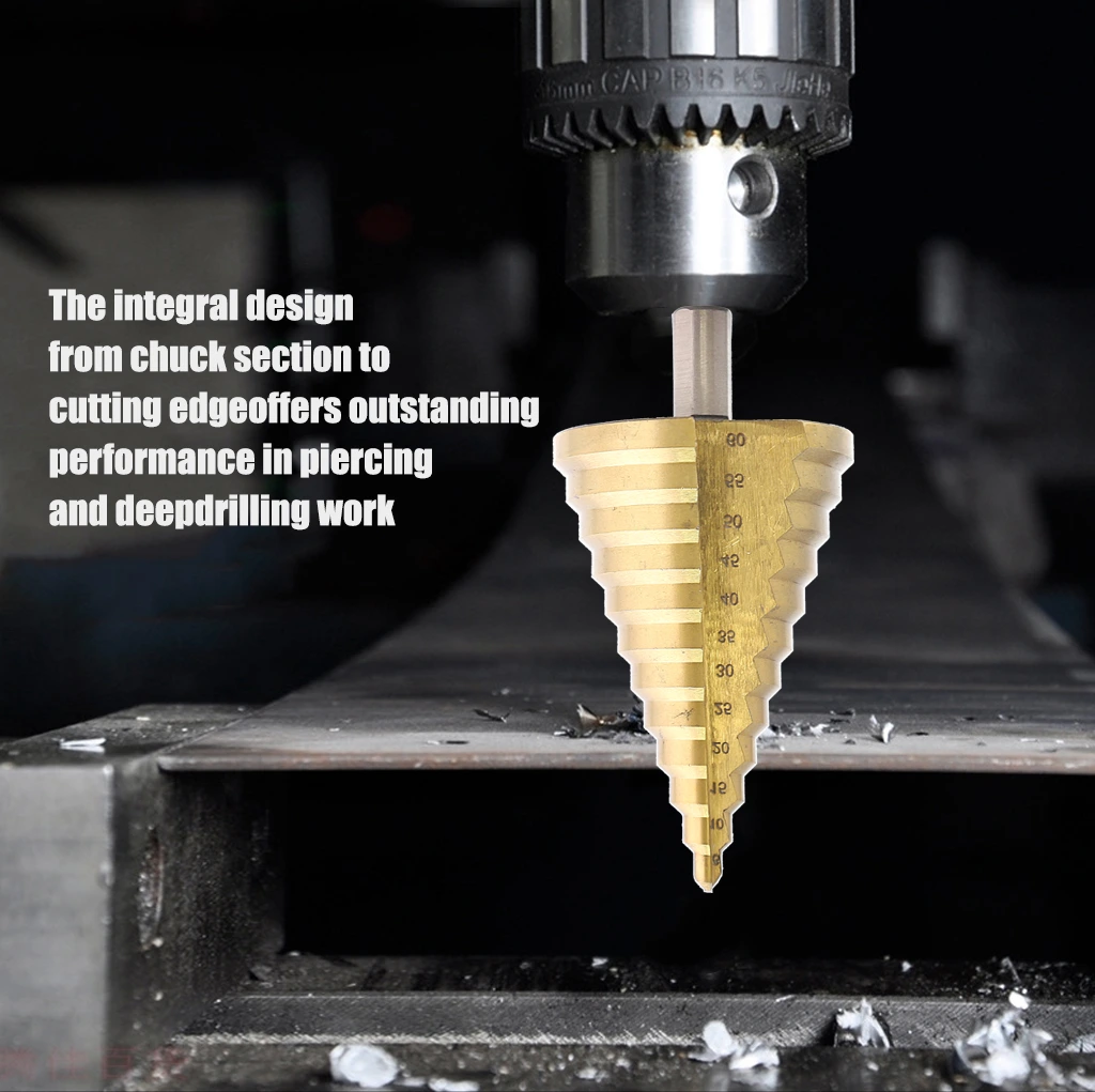 Triangular handle step drill bit Straight groove