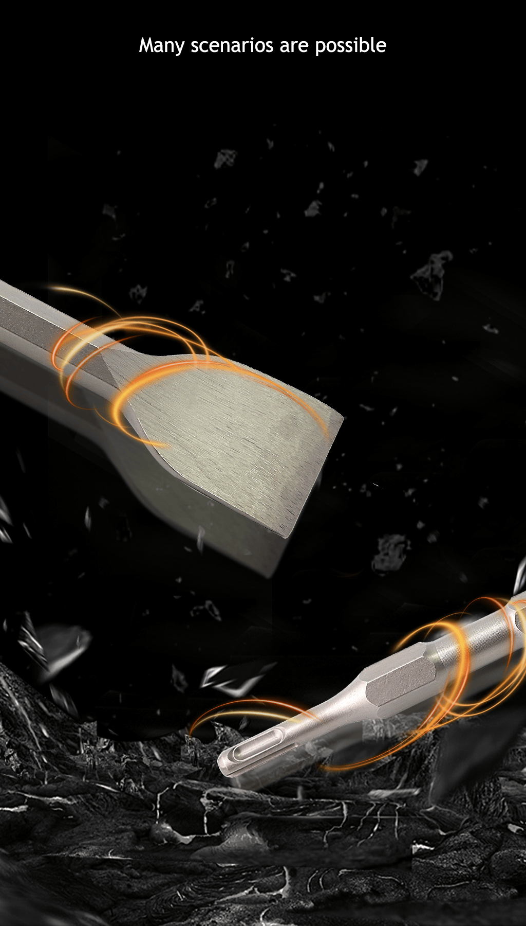 Long hexagonal flat chisel