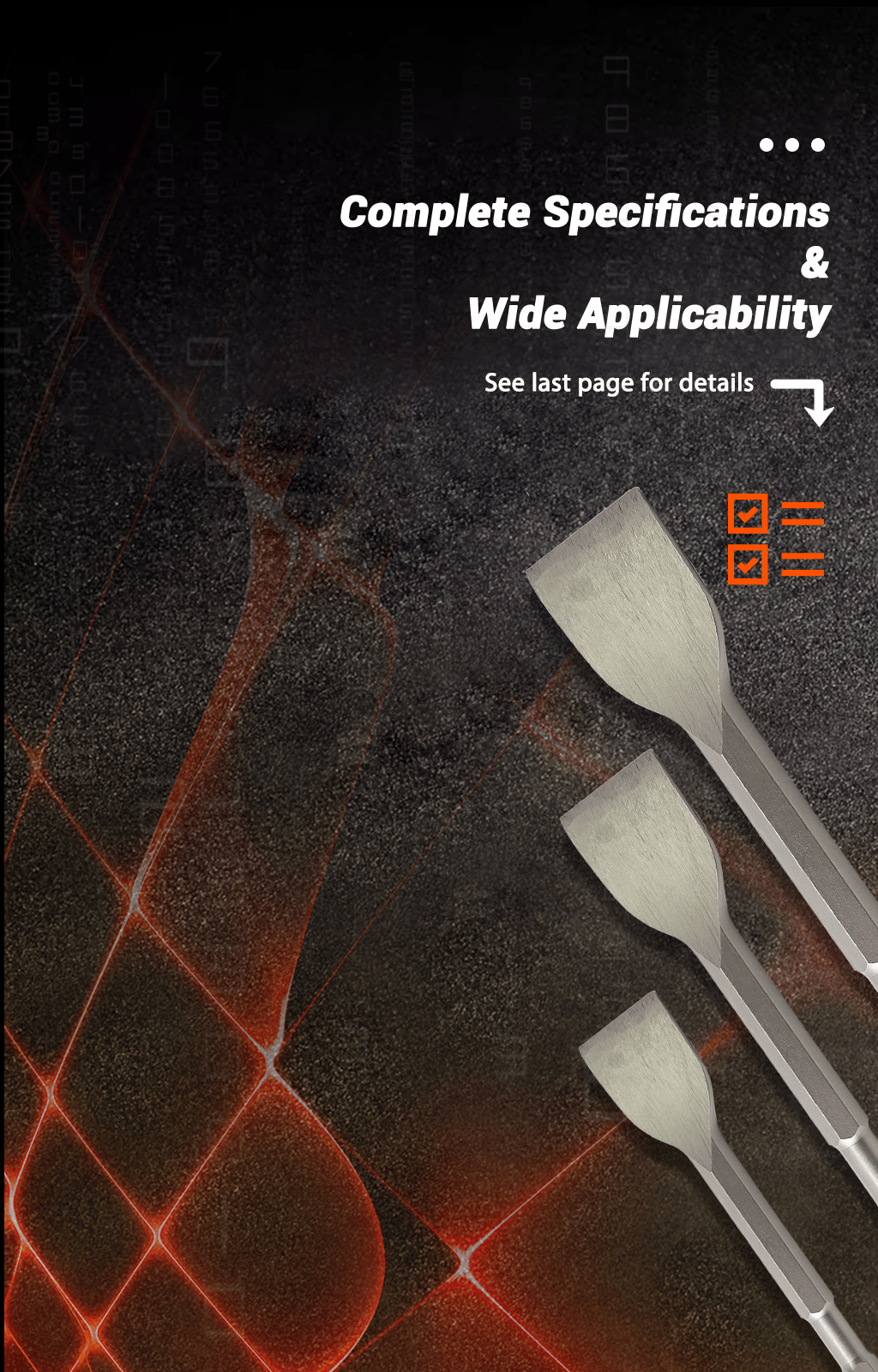 Long hexagonal flat chisel