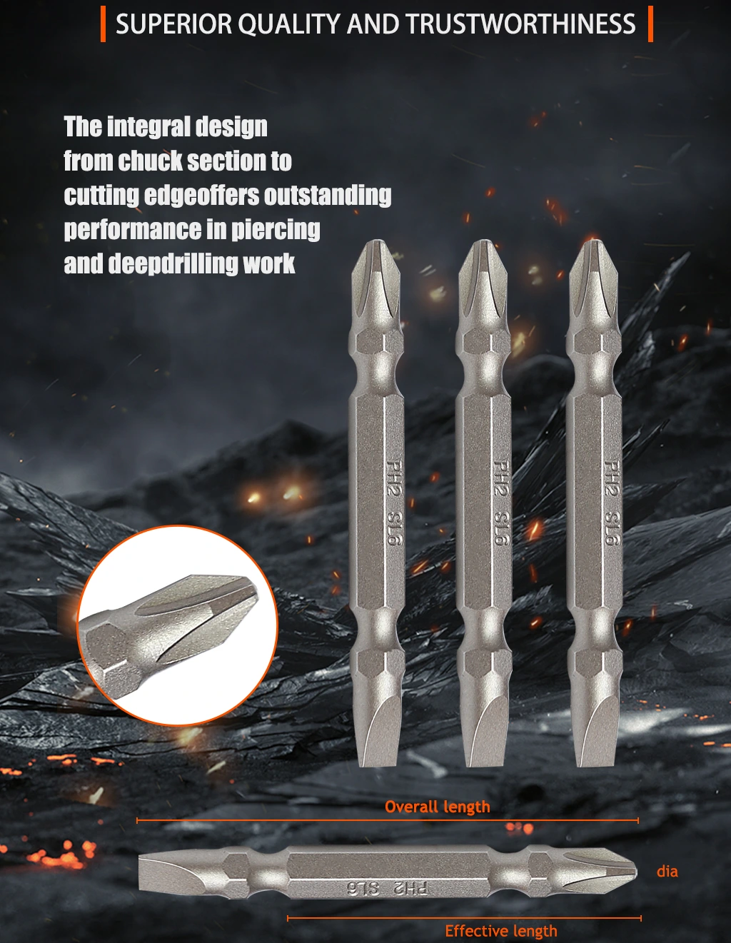 Philips Slotted Double End Bits
