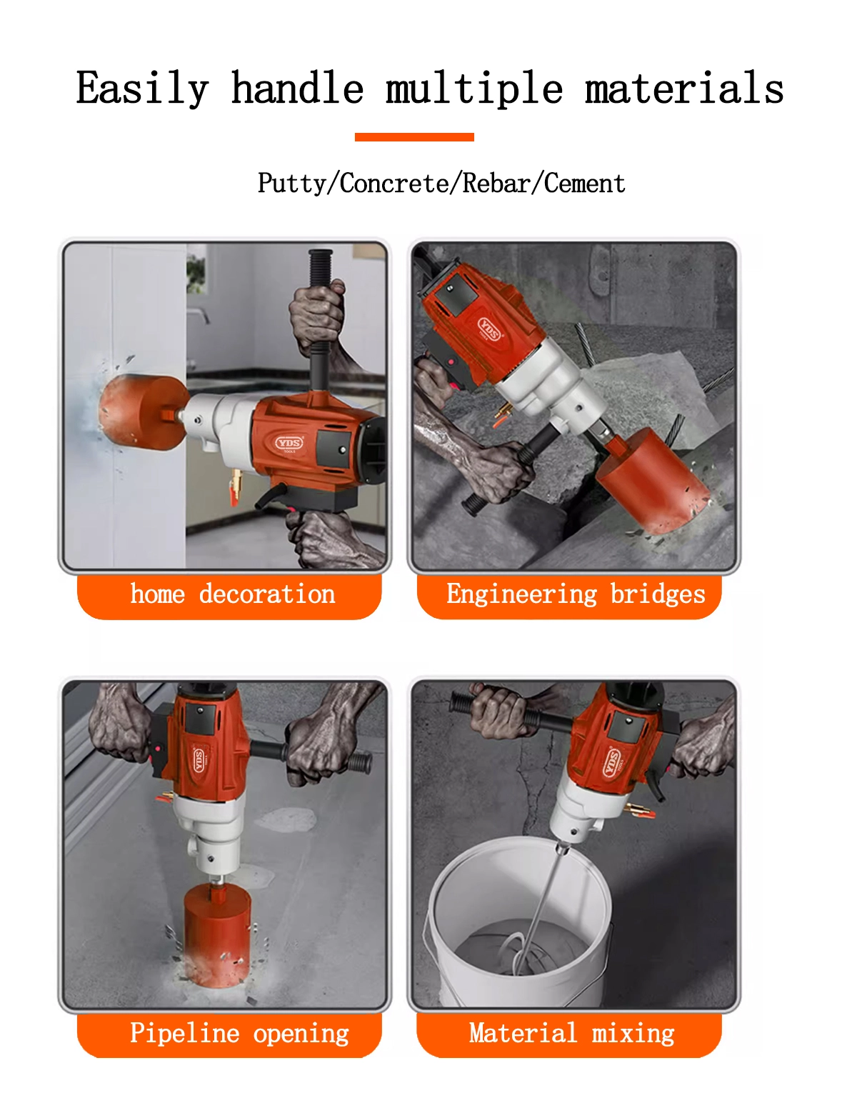 Perceuse portative à eau pour l'ingénierie 180mm 